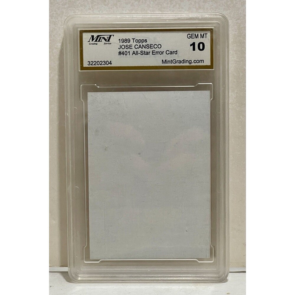 Vintage 1989 Topps Jose Canseco #401 All Star Error Card Graded MGS GEM MT 10